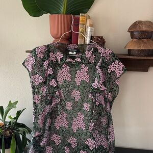 Junya Watanabe Pink and Green Floral Blouse